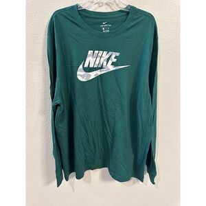 Nike Long‎ Sleeve T-Shirt Camo Logo Green XXL